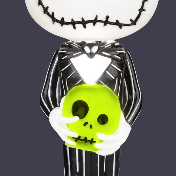 14" Lighted Jack Skellington Blow Mold with Green Skull - Picture 10 of 11